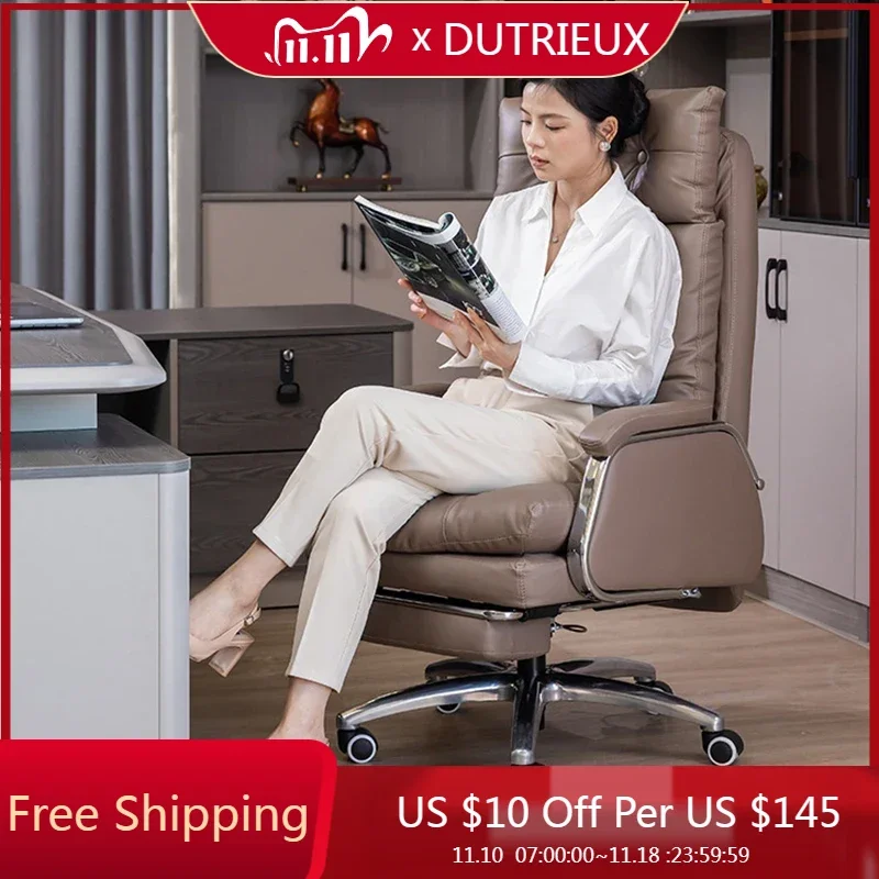 Designer Leather Office Chair Throne Modern Executive Comfortable Office Chair Relaxing Portable Reading Stoel Salon Furniture