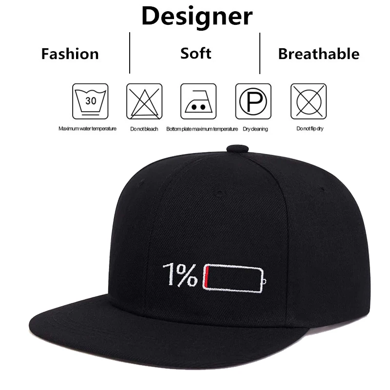 Unisex Battery Embroidery Hip-hop Hats Spring Autumn Outdoor Adjustable Casual Baseball Caps Sunscreen Hat