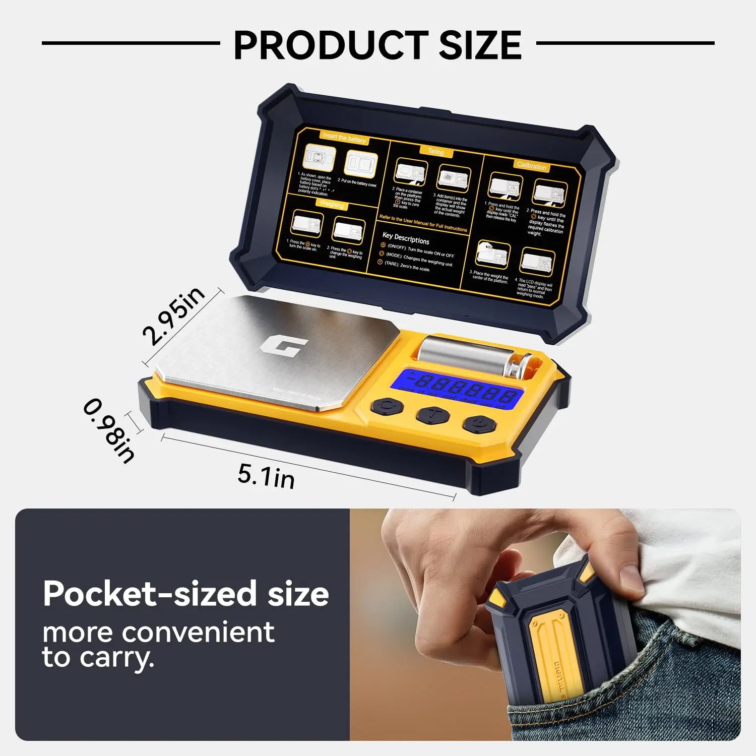 Imagem -03 - Escala Digital de Bolso Grama Preciso 300 g x 0.01g Pequenos Pesos Digitais Portáteis de Alta Precisão para Jóias Diamantes e Pós