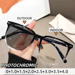 Women's Intelligent Photochromic Plus Diopter Glasses Outdoor Color Changing Sunglasses Trendy Reading Prescription Eyeglasses