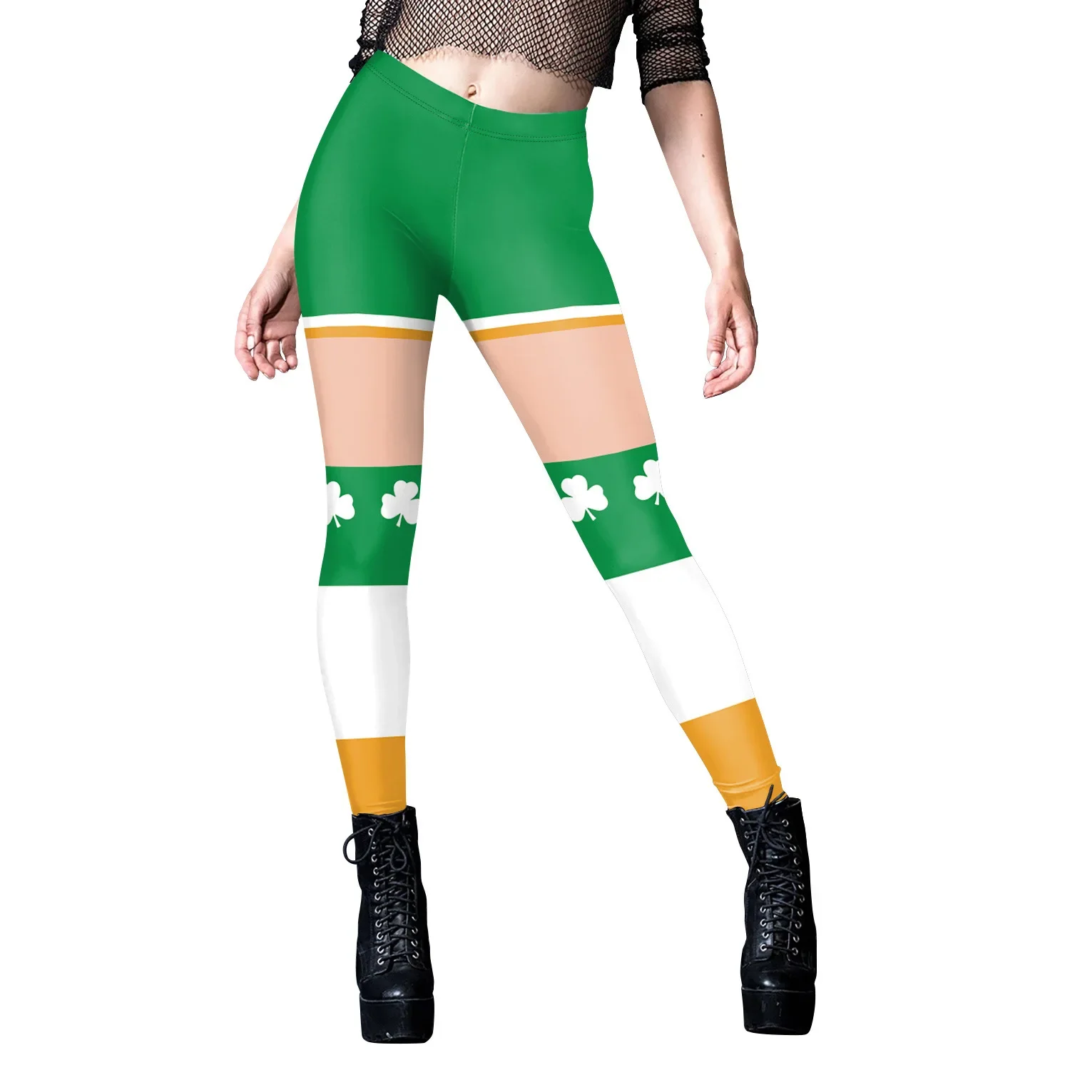 St. Patrick's Day Clover Leggings Women Green Sexy Tights Irish Festival Party Trousers Girls Pants Elastic Workout