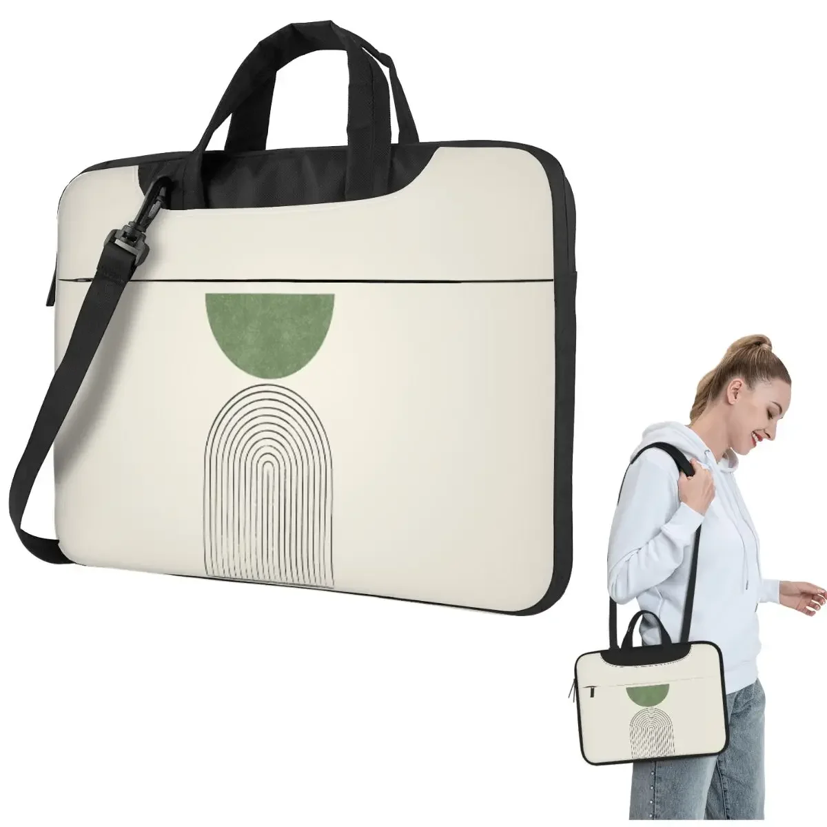 

Arch Balance Green - Mid Century Modern Crossbody Laptop Bag Case Computer Bag Resistant Protective Notebook Pouch for Lenovo