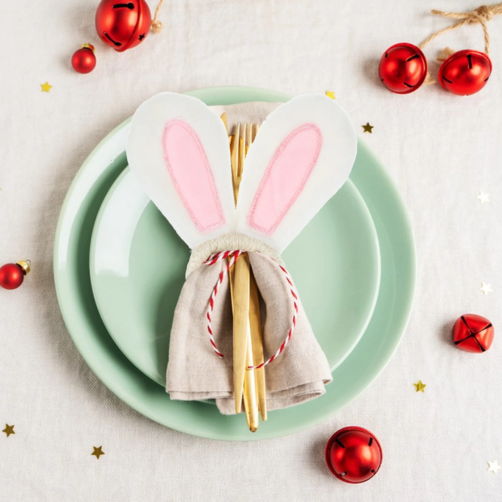 

4pcs Napkin Ring Easter Bunny Ear Themed Decoration Banquet Party Supplies Restaurant Decor Dining Table Accessories