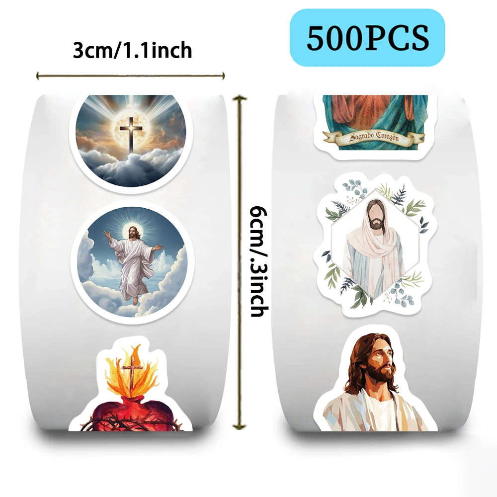 500 STKS Religieuze Jezus Stickers Esthetische Cartoon PVC Decal Roll voor Flessen Laptops Telefoons Skateboards Scrapbooking Sticker