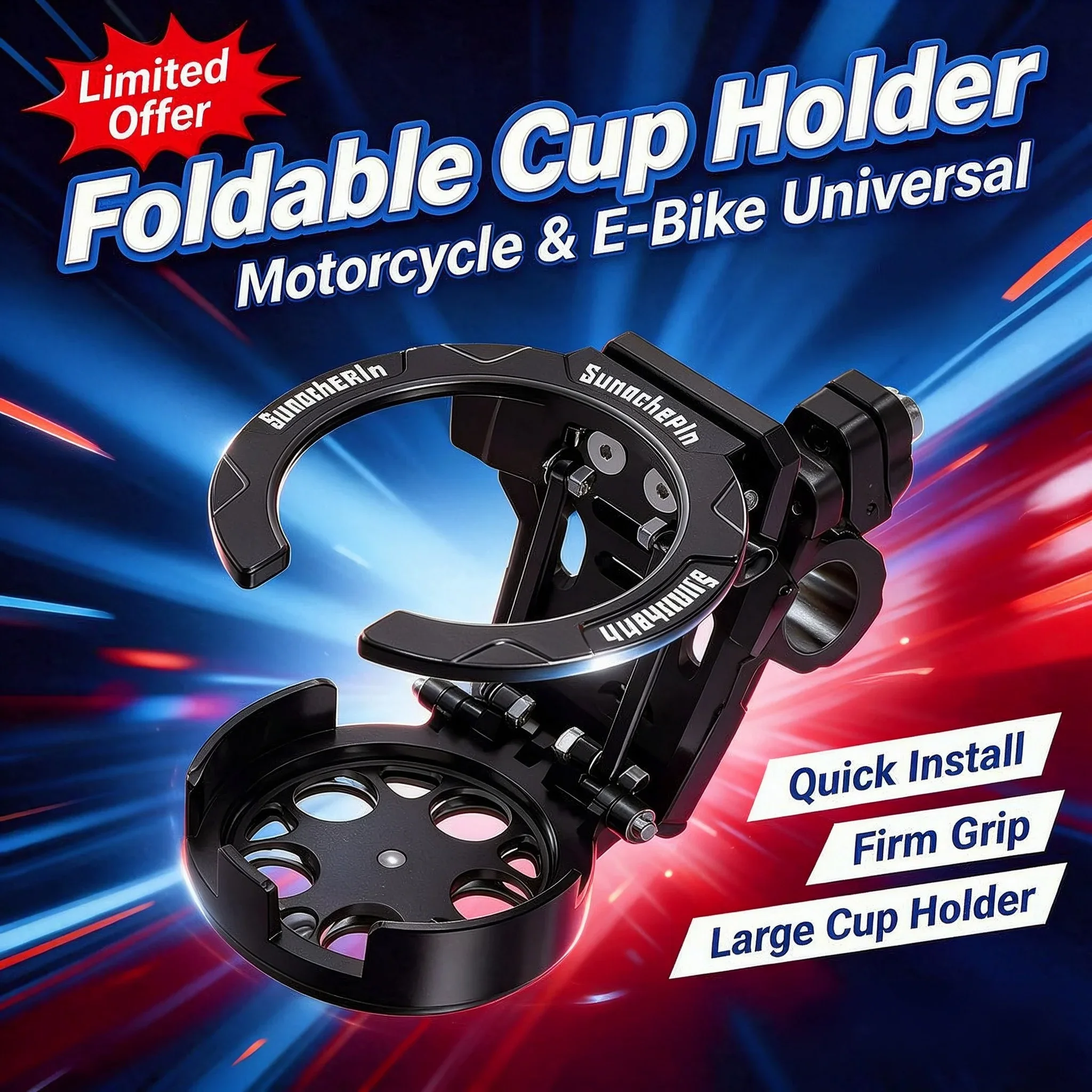 Foldable Motorcycle Cup Holder 2026 New Lightweight Adjustable Water Bottle Mount for Electric Bicycle Sport Cycling Accessories