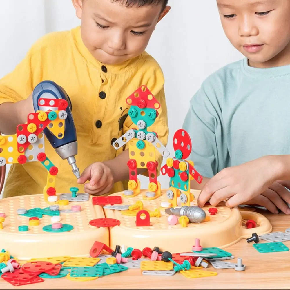 

203 Pieces Baby Puzzle Assembling Toys Creative Mosaic Puzzle Interactive Children Repair Kit Hands-On STEM Screw Tool Set Toys