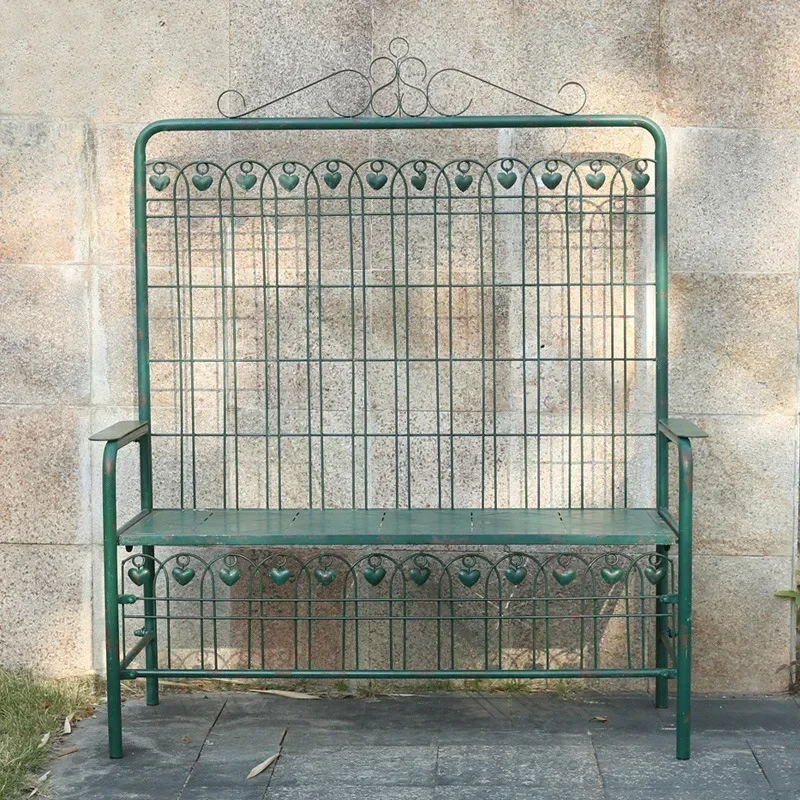 Old Outdoor Wrought Iron Garden Chair Outdoor Garden Courtyard B & B Leisure Back Double Seatl16