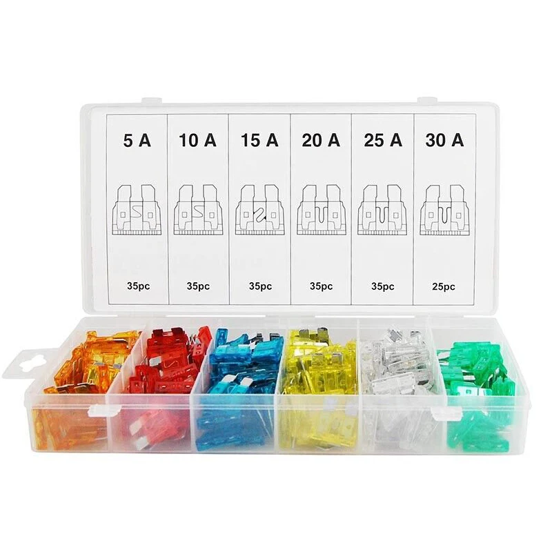 

200Pcs Medium Car Fuses Assortment Standard Fuse 5A 10A 15A 20A 25A 30A Auto Car Truck Fuse Set Auto Blade Fuses with Box