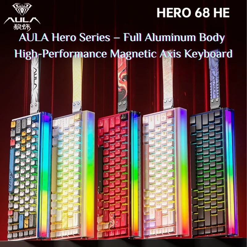 

AULA Hero68Ultra, полностью алюминиевый материал, боковая панель из чистого углеродного волокна, магнитная ось RT, точность 0,005 мм, игровая проводная клавиатура, подарки