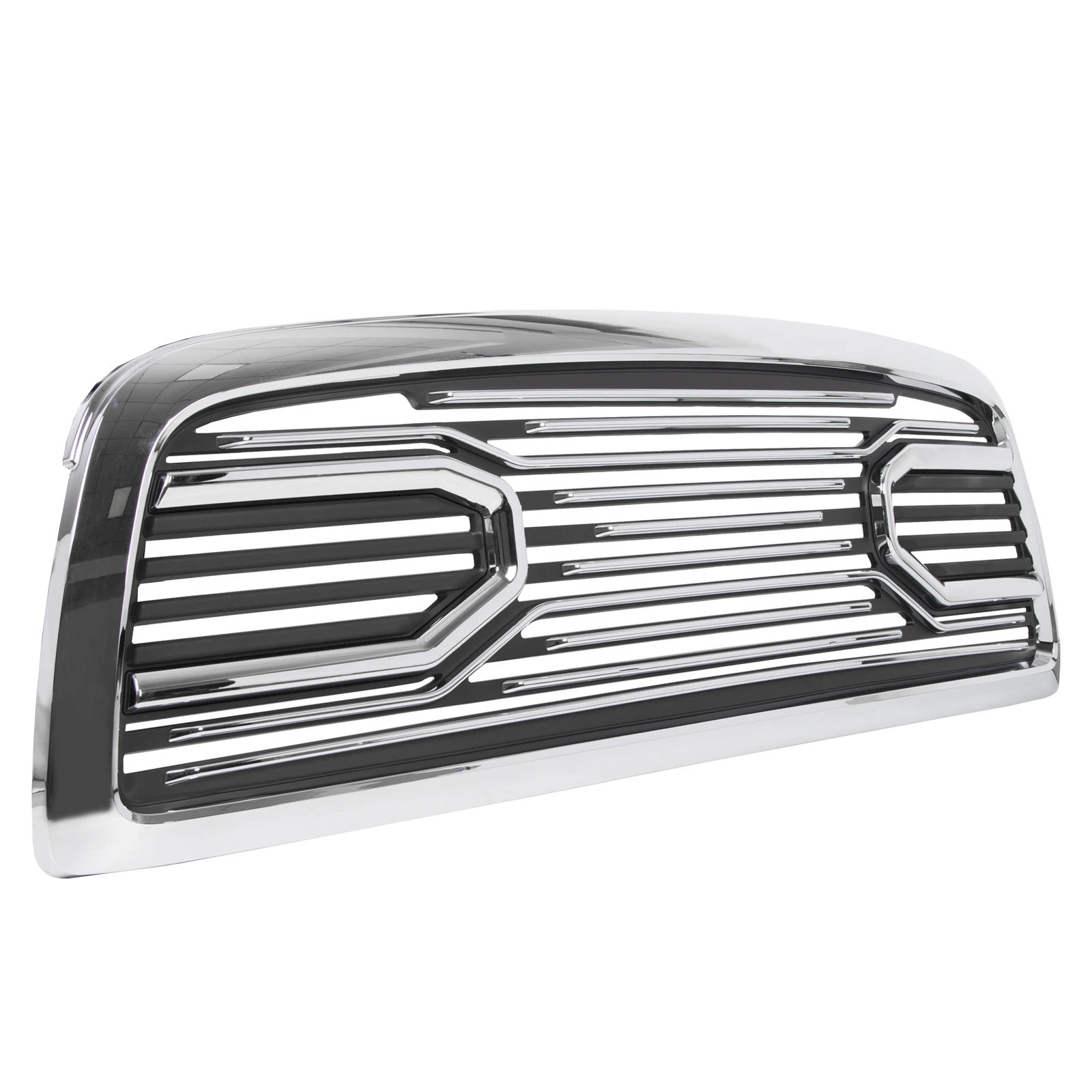 Chrome Front Grille+Shell Replacement Horizontal Billet Style For RAM 1500 09-12