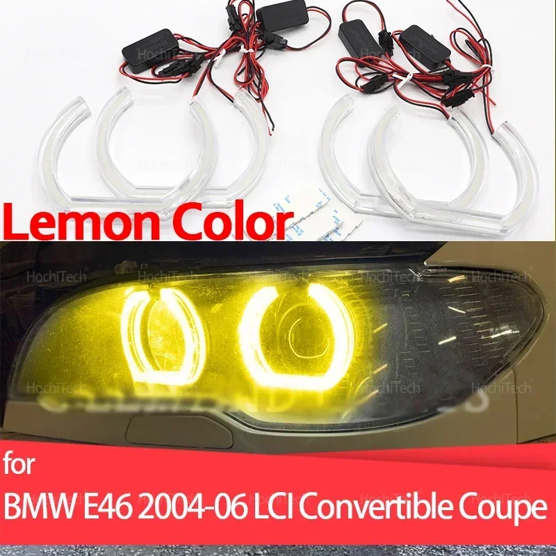 

Headlight Day Light DRL Angel Eyes LED CSL Style Lemon Yellow Headlight Ring Kit For BMW E46 Convertible Coupe 04-06 LCI Xenon