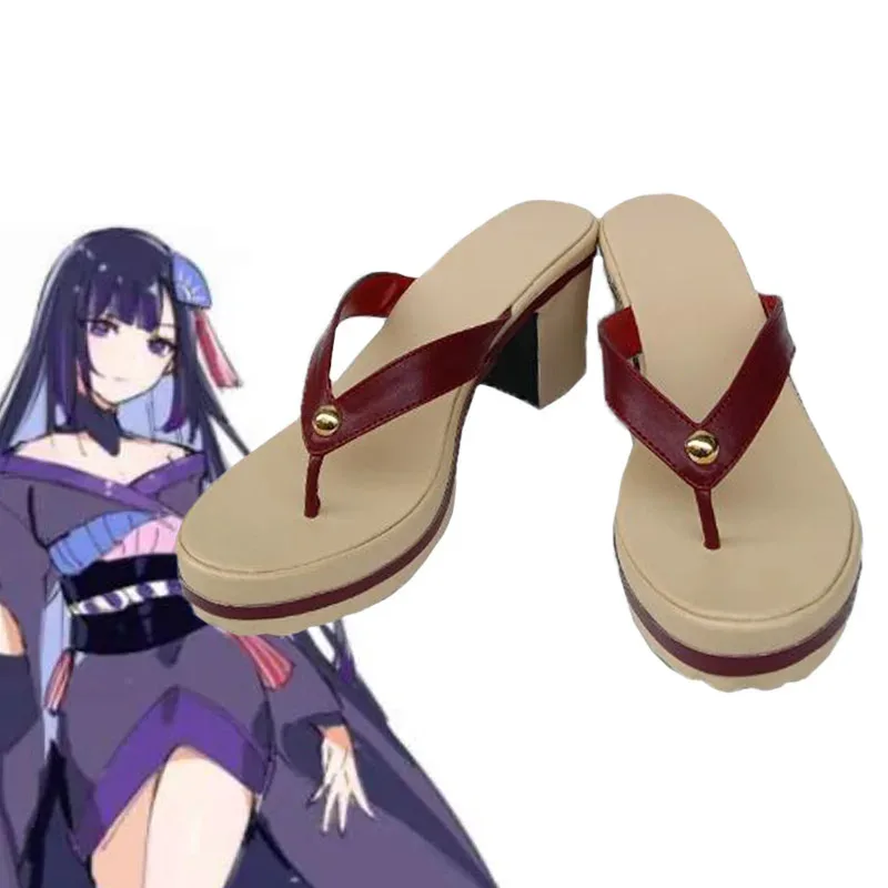Game Anime Genshin Impact Cosplay Raiden Shogun Baal Man Woman Faux Leather Custom Shoes Halloween Party Dress Up High Heelr,7;k