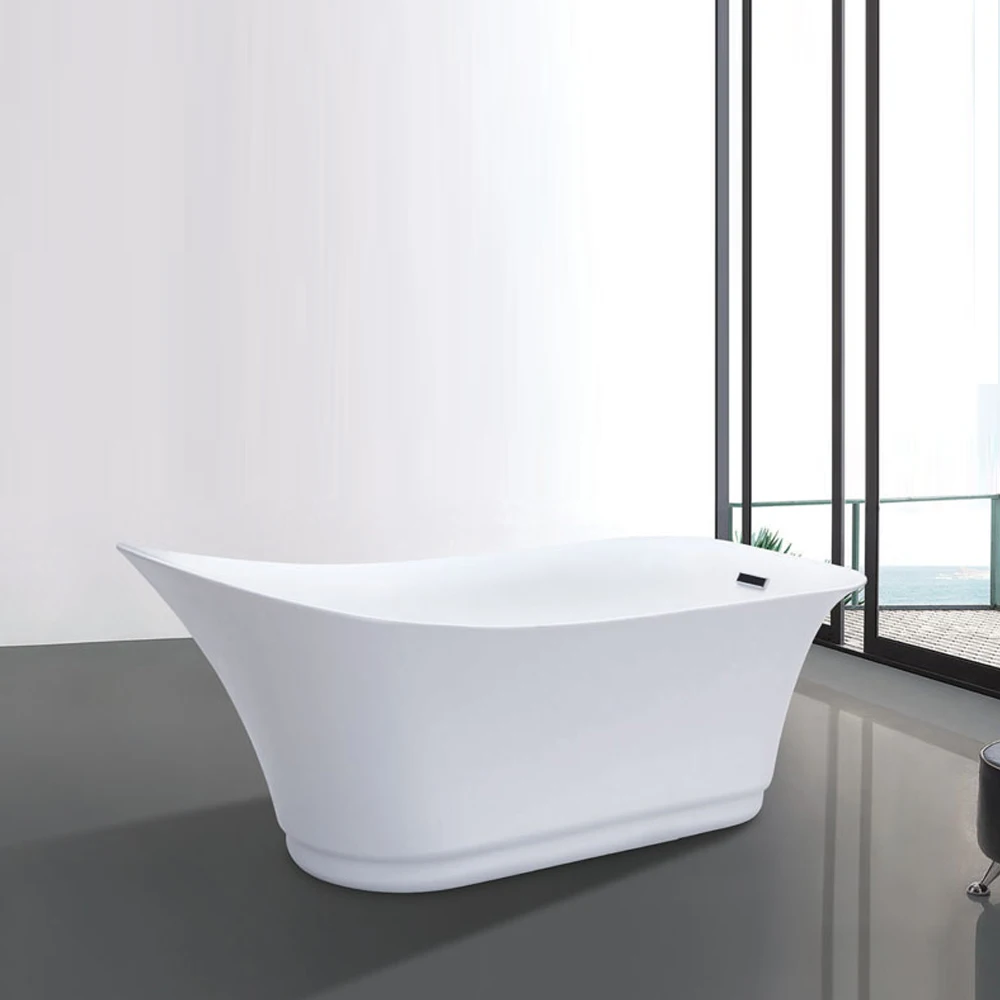 Modern Design Oval/Rectangular Shape White Acrylic Freestanding Bath Soaking Tub with Drainer Eco-Friendly Indoor Bathtub