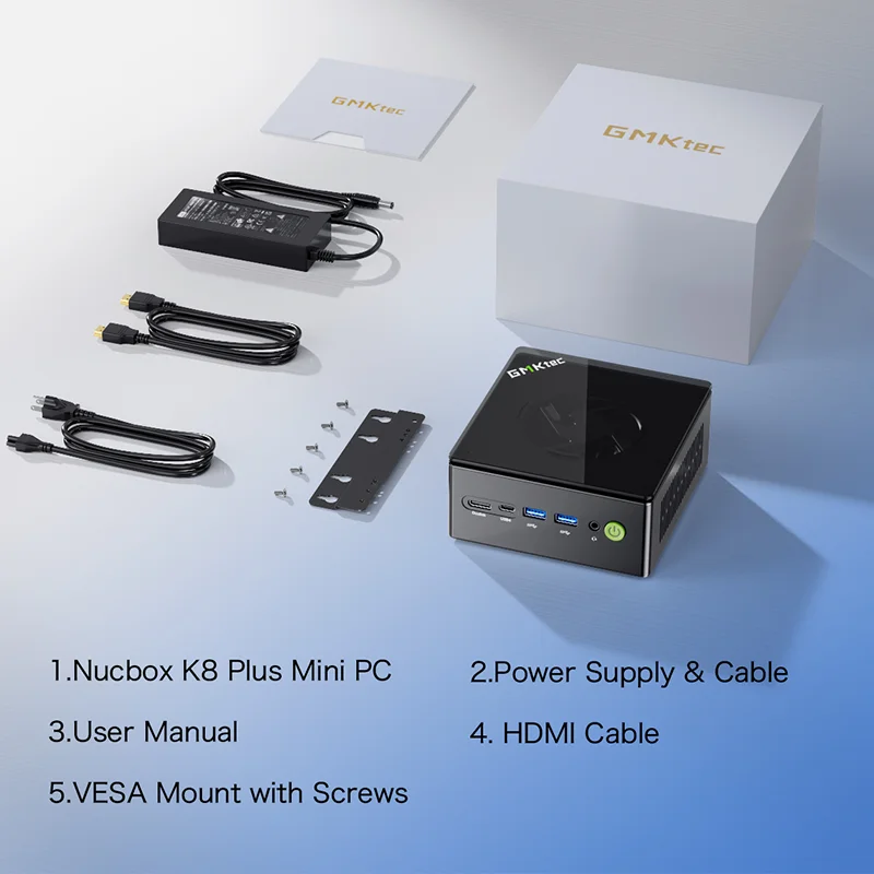 GMKtec NucBox K8Plus 미니 PC AMD Ryzen 7 8845S 5.1GHz 최대 속도 Windows 11Pro 듀얼 2.5G LAN WiFi 6E BT5.2 데스크탑 컴퓨터 USB 4.0