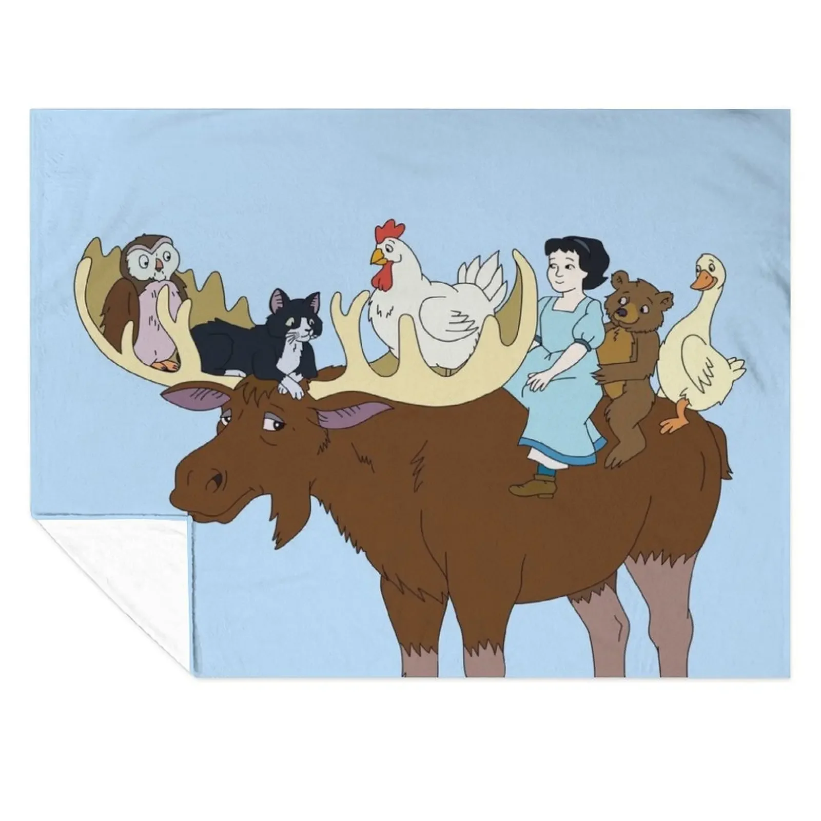 

Little Bear and Friends on a Moose Art Throw Blanket funny gift Plaid Blankets For Bed Quilt Blankets