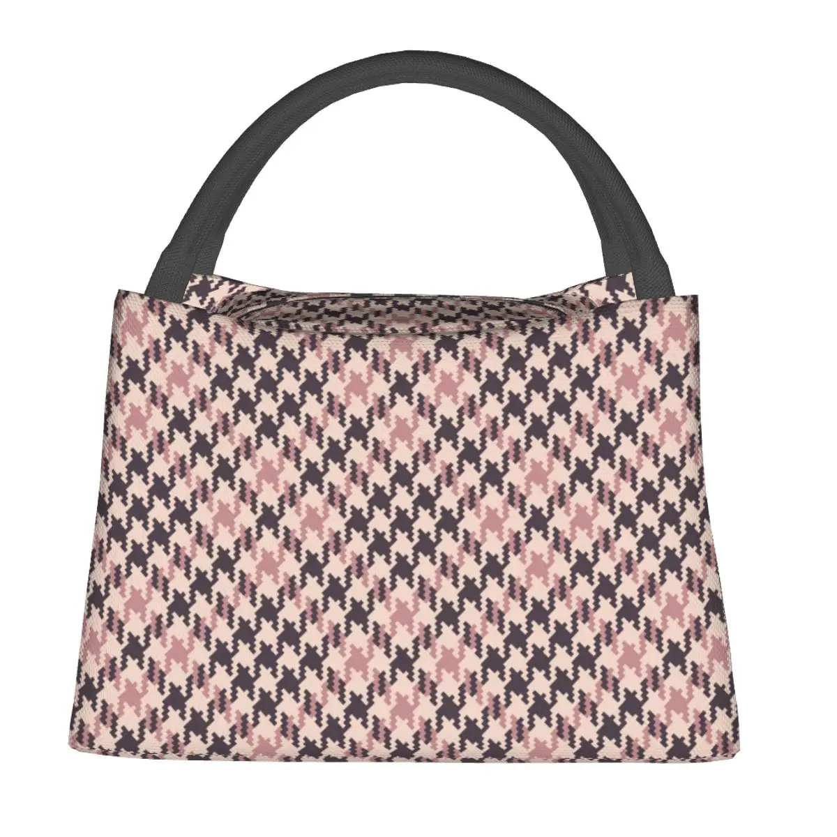 

Abstract Lunch Bag Houndstooth Print Funny Lunch Box For Men Outdoor Picnic Portable Zipper Cooler Bag Thermal Tote Handbags