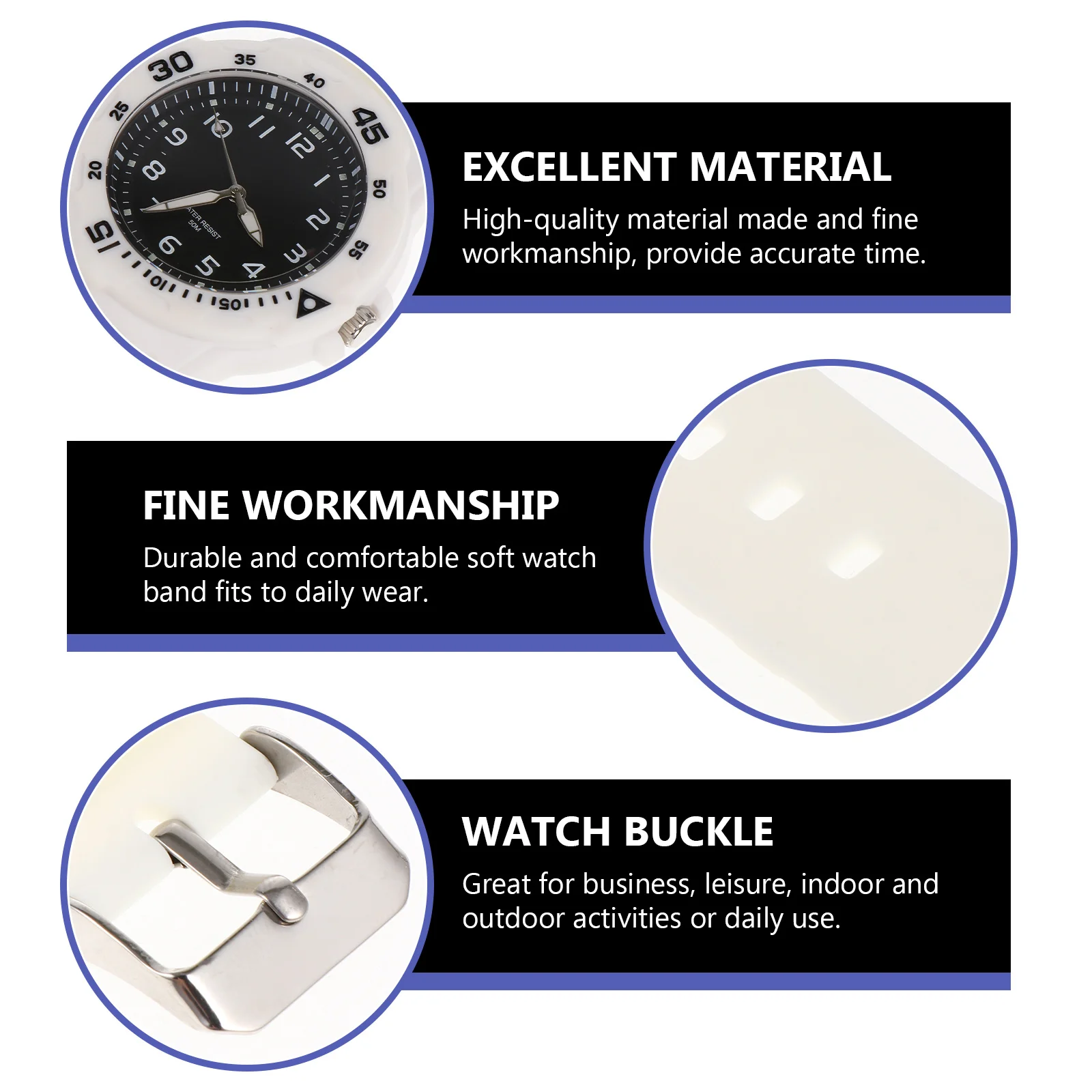 ساعة مقاومة للماء مع سوار سيليكون على طراز مناسب تمامًا، ساعة يد عصرية للأنشطة الداخلية والخارجية #5