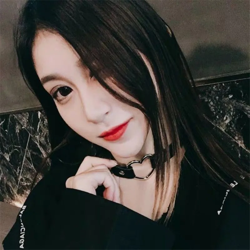 Dovzhna العصرية خمر سحر القوطية طوق القلائد مجوهرات القوطية جلدية بسيطة القلب Harajuku المرأة الشرير المختنق قلادة جديد #3