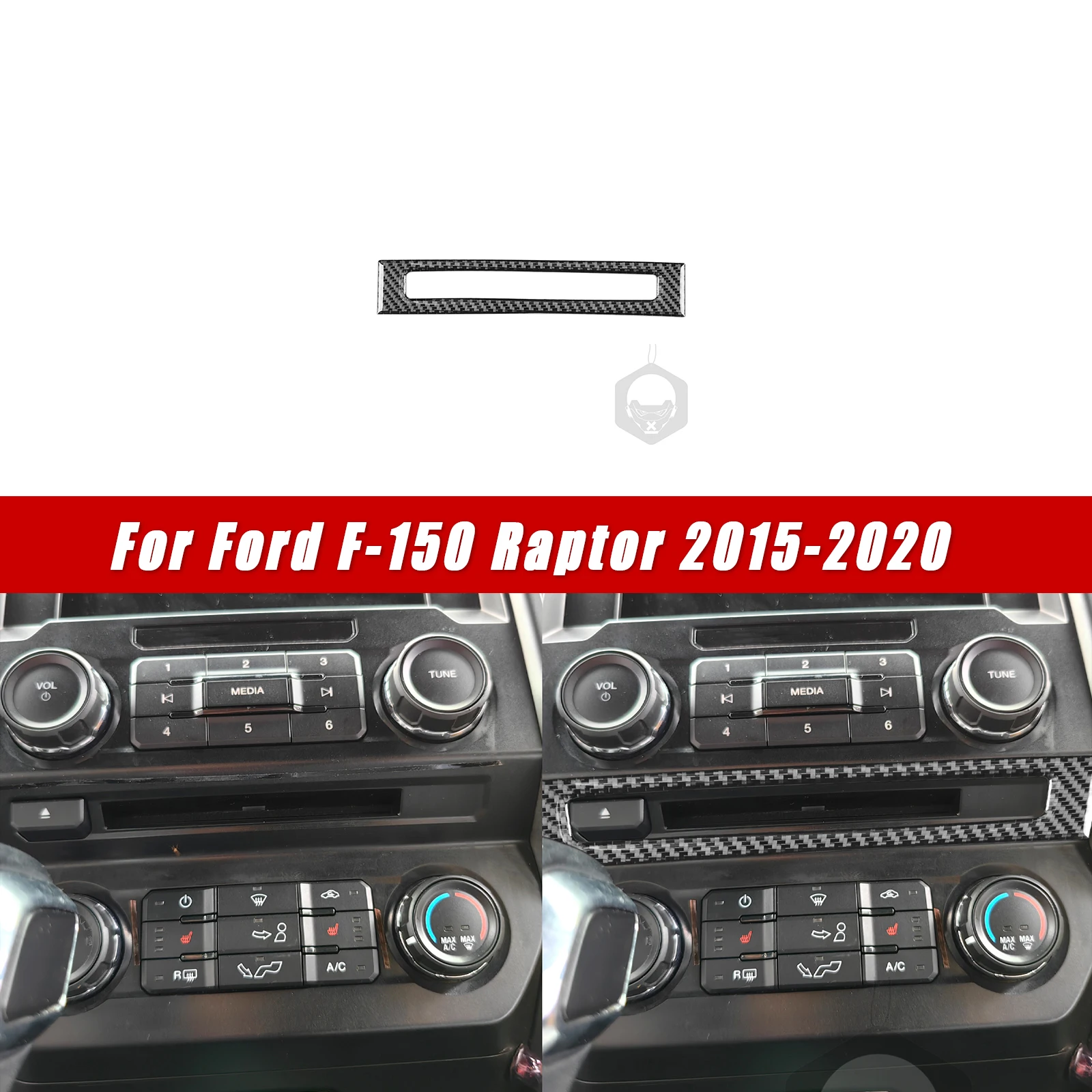 For Ford F-150 Raptor 2015-2020 Car Interior Trim Accessories Real Soft Carbon Fiber Stickers CD Player Panel