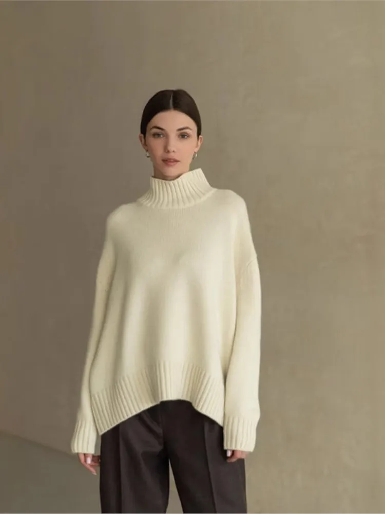 

Women's Turtleneck Sweater Oversize Winter Vintage Knitted Red Sweater Pullover Women Soft Gray Warm Sweater For Women 2025