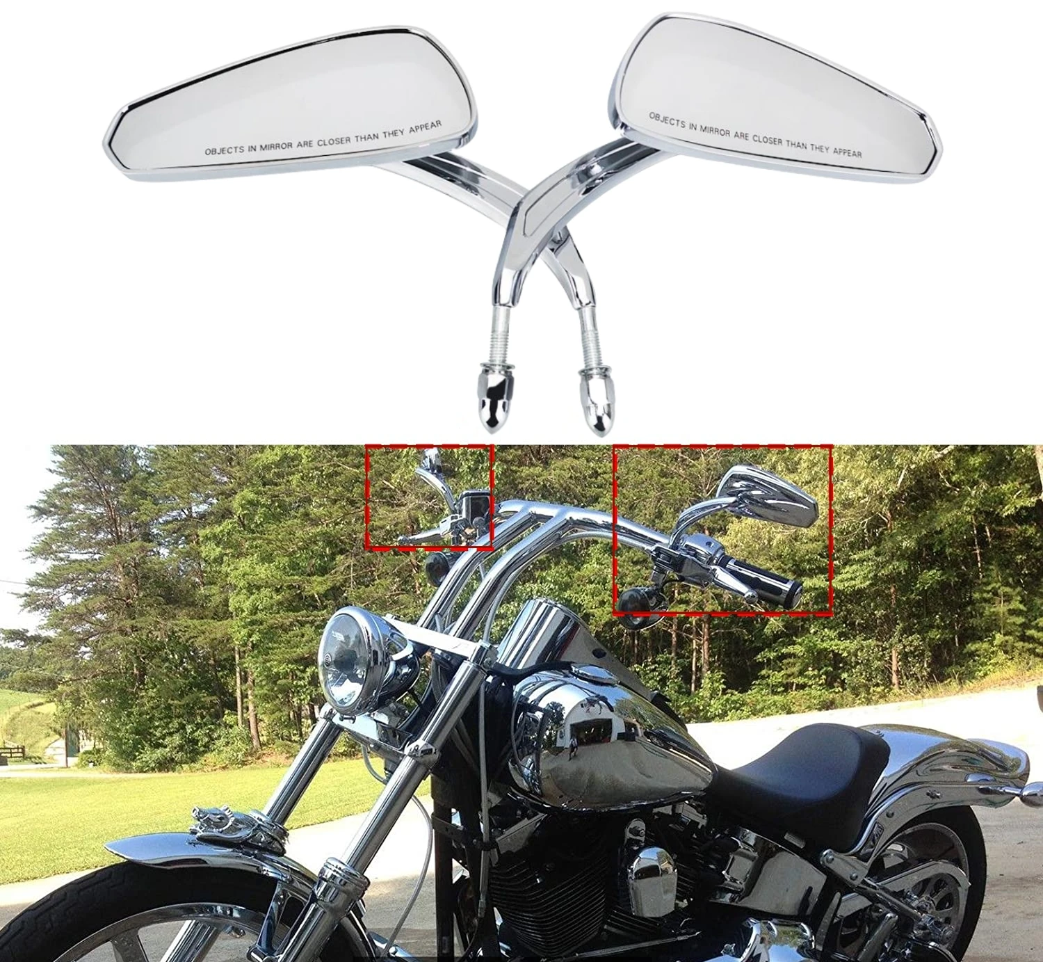 8MM Rear View Mirrors Motorcycles For Harley Sportster XL1200C Davidson Softail FLSTC FLTRX Road King Street Glide Fat Boy FLSTF