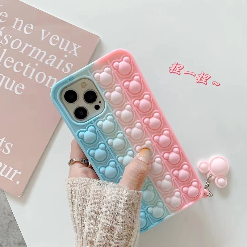 Custodia in Silicone 3D Push Bubble per iphone 12 11 13 Pro XS MAX X XR SE 2020 6 6s 7 8 Plus allevia lo Stress Cover morbida antiurto