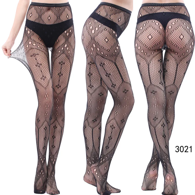 Neuartige Übergrößen-Netzstrumpfhose Sexy Hohle Spitzenstrümpfe Schwarze Overknee-Strümpfe für Damen Dessous – Detail 4