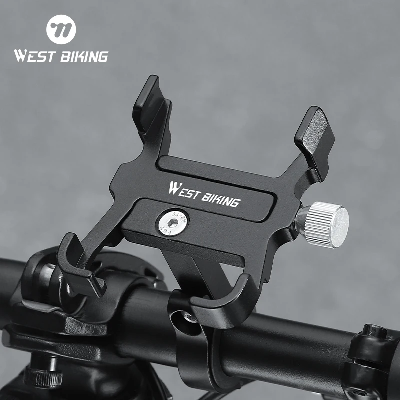 

WEST BIKING Bicycle Phone Holder Non-slip Stable Bike Phone Stand Adjustable Aluminum Alloy Motor Bike Handlebar Phone Bracket