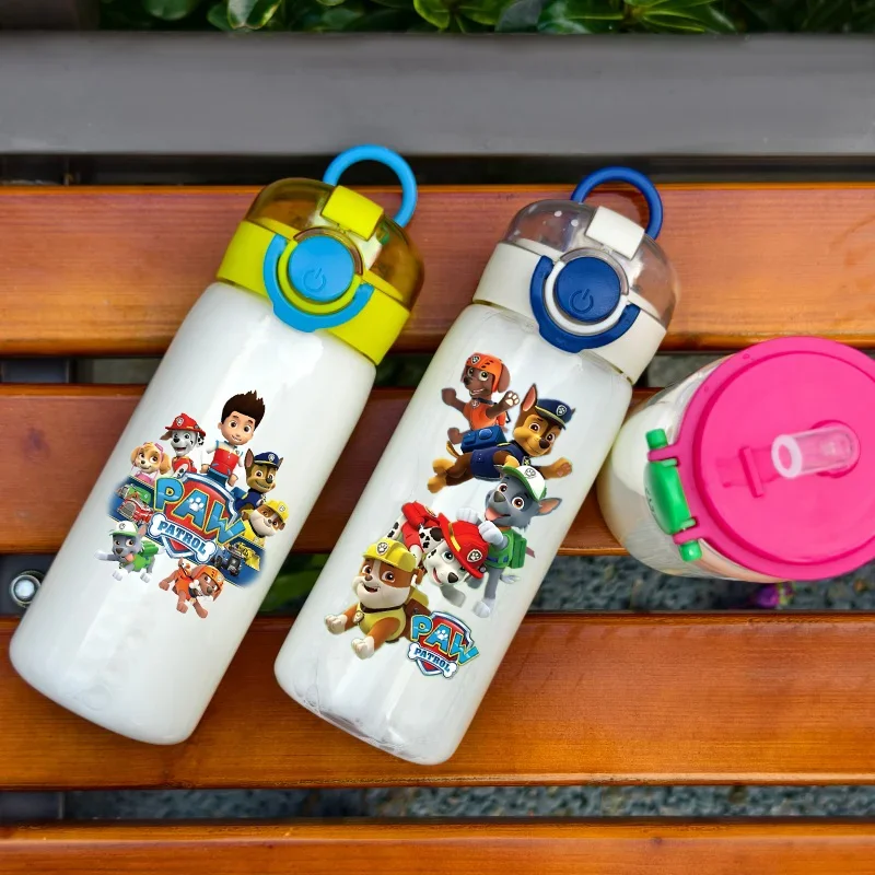 PAW Patrol Water Bottle Outdoor Sports 400ML Large Capacity Straw Plastic Portable Transparent Kids Drinking Water Cup Gifts