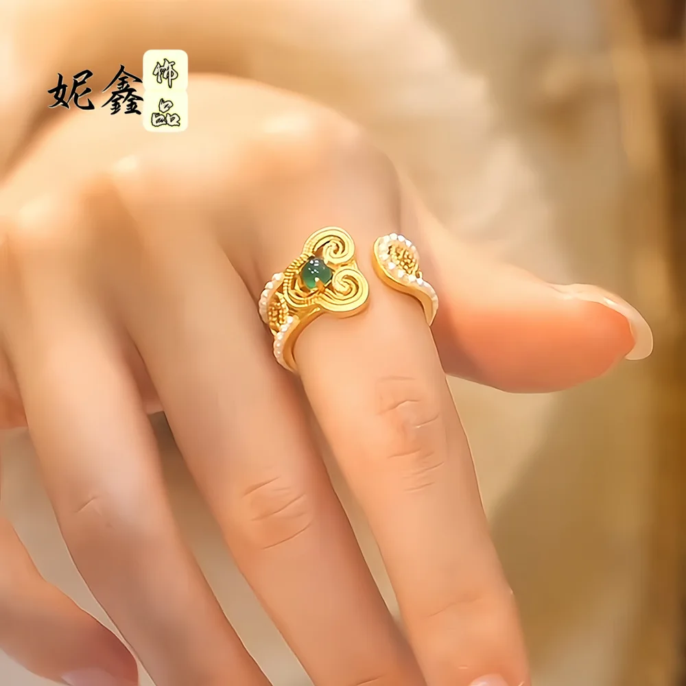 

Hollow Copper Coin Open Ring Women's 24K Gold AU999 - 24K gold hollow coin open ring, luxury wealth style,perfect gifting choice