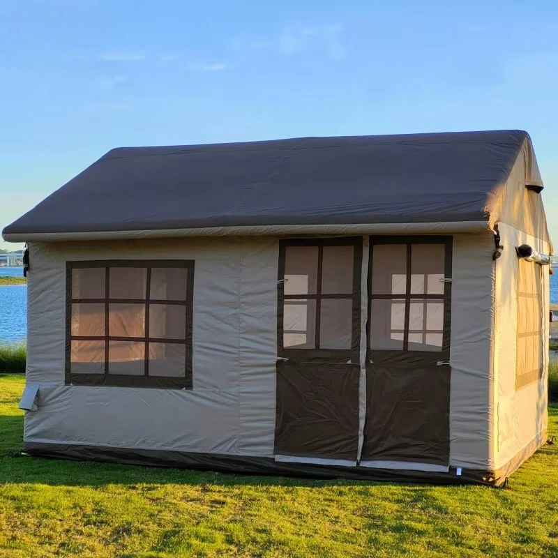 

Portable 6-Person Waterproof Inflatable Camping Tent Easy-to-Set 4-Season House for Hiking Blow Air Pump Included