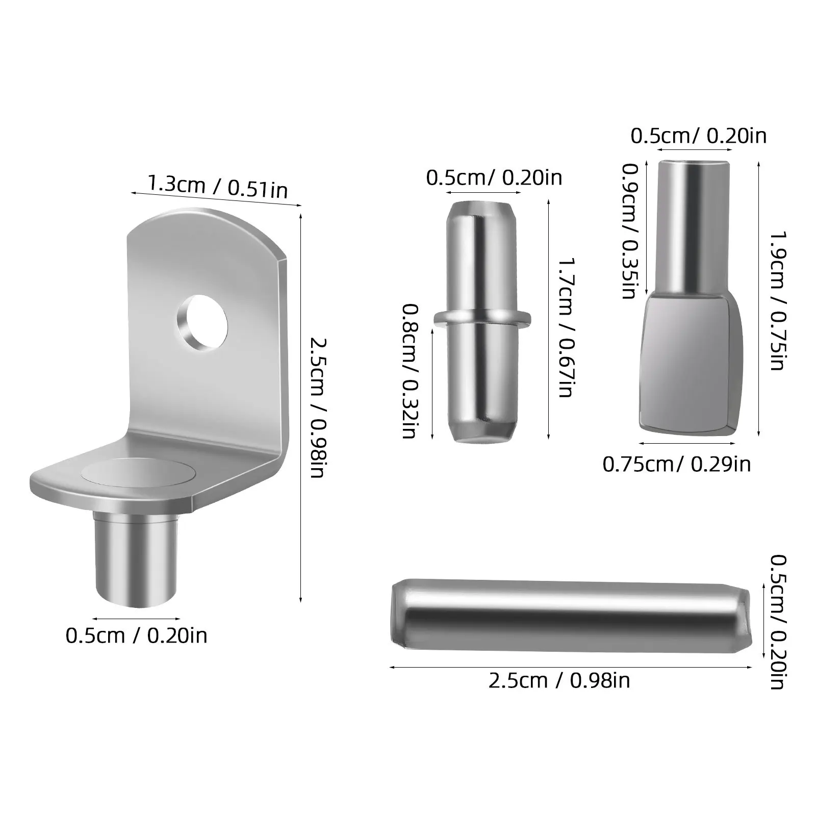 Clavijas de estante de Metal ajustables para estantes de vidrio, soporte resistente, alfileres de estantería, clavija de estante, 120 Uds.