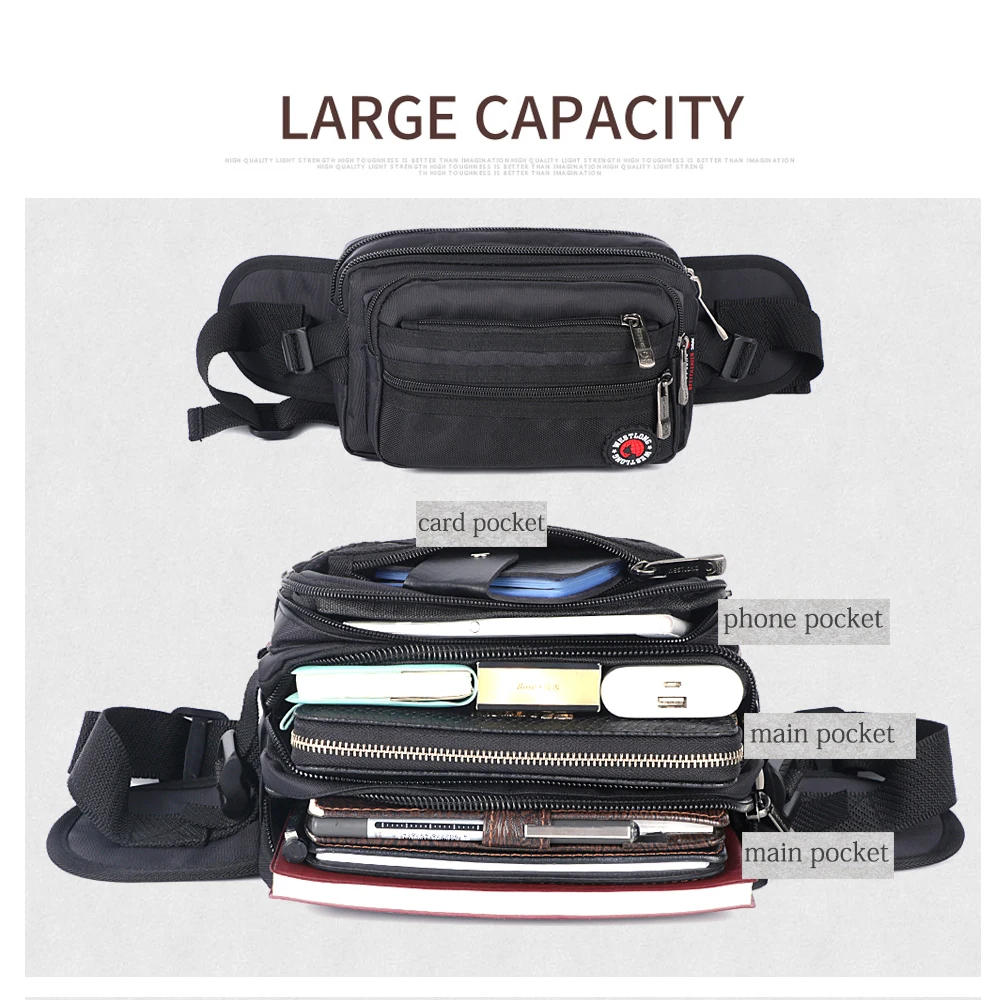 Waist Pack Casual Functional Fashion Men Waterproof Fanny Pack Women Belt Bum Bag Male Phone Wallet Pouch Bags Unisex motorcycle