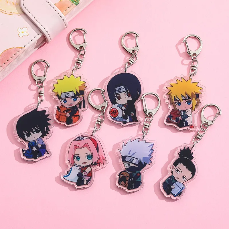 Anime Naruto Acrylic keychain accessaries Uzumaki Naruto Cartoon funny Bag Pendant cute bag charm Keyring Friends Fans Gifts