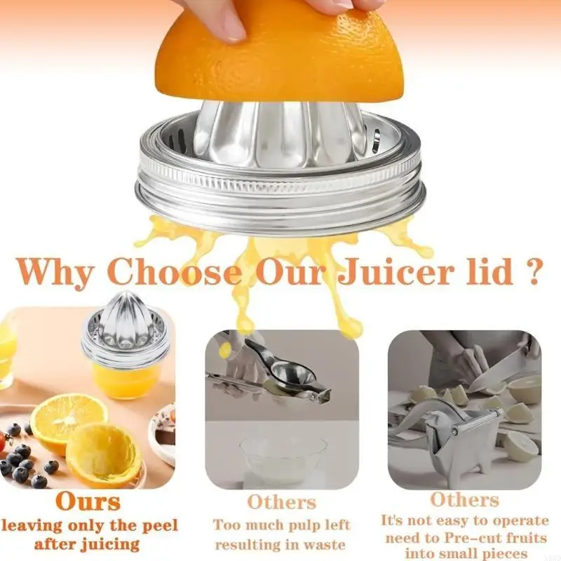 Stainless Steel Manual Lemon Squeezer Jar Lid Dishwasher Safe Juices Press N58D