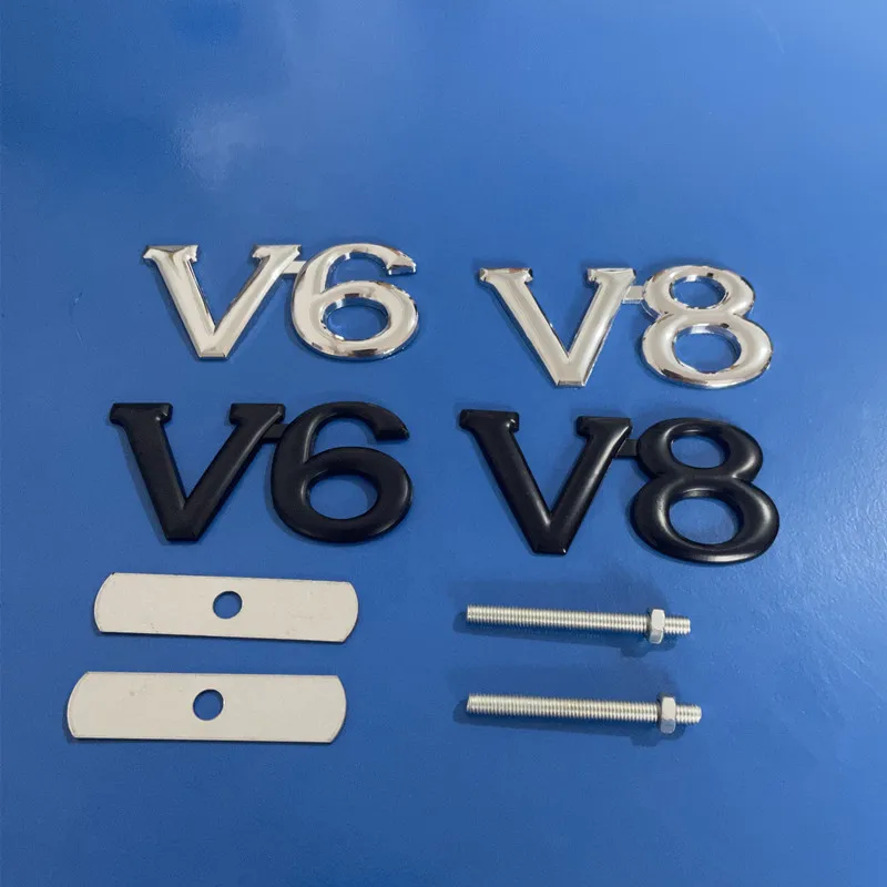 New 3D Metal V6 V8 Logo Car Hook Emblem Badge Sticker Decals For Toyota Camry Land Cruiser Highlander Accessories
