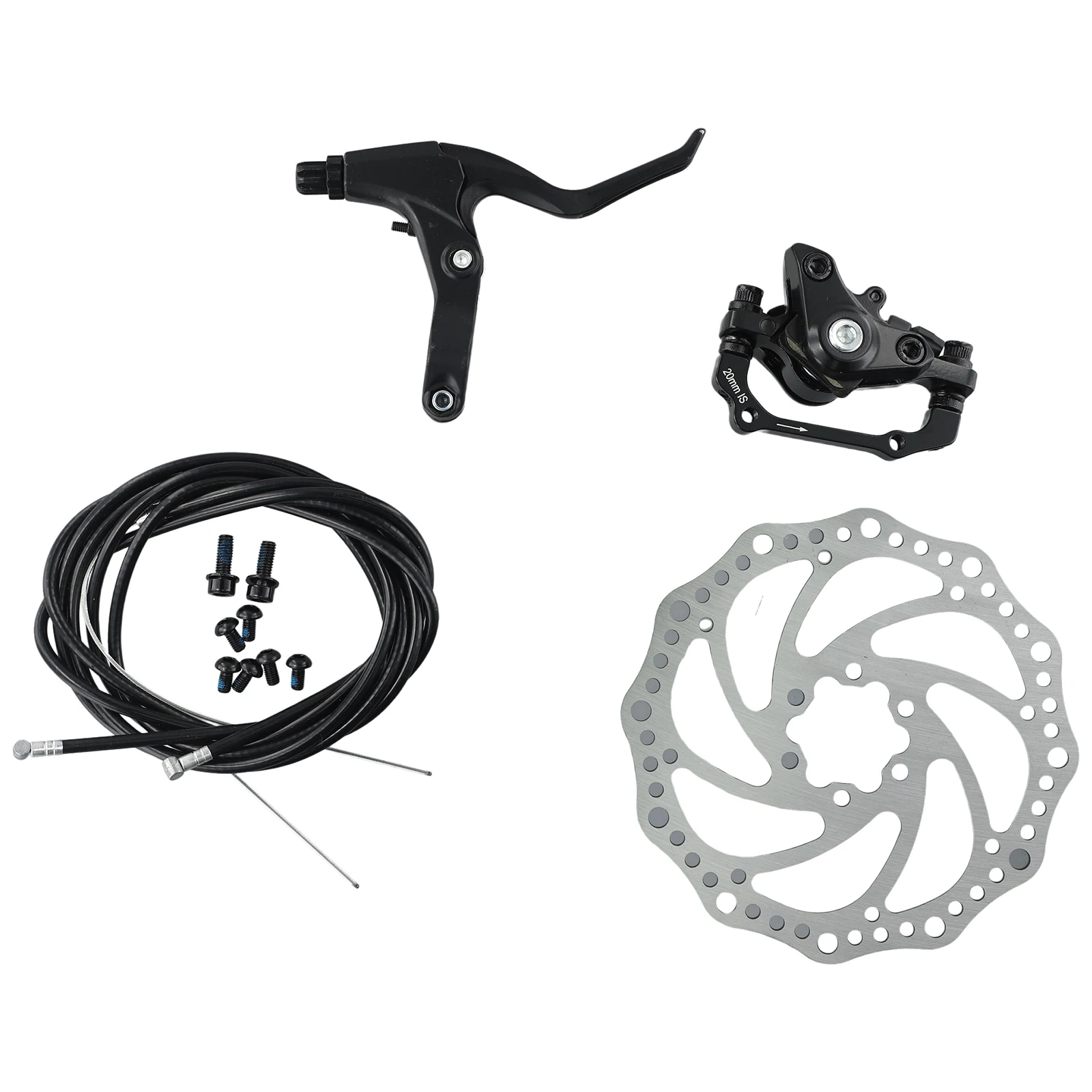 Reliable Three point Steel Ball Drive System Mountain Bike Bicycle Disc Brake Set, 160mm Rotors, Built in 32MM Wide Brake Pad