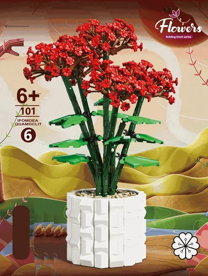 Orchid Series Building Block Bonsai Girl Adult Flower Arrangement Toy Assembly Kit Gift Idea for Flower Lovers