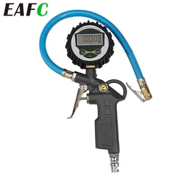 EAFC Car Tyre Air Pressure Gauge Tire Inflator Tire Pressure Pneumatic Tool Gauge Compressor Pressure Gauge 0-220psi LCD Display