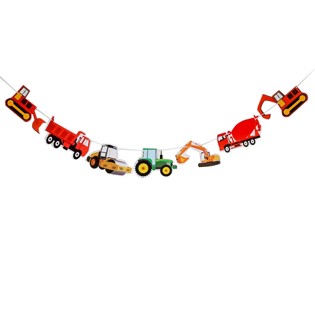 

Birthday Party Banner Seven Car Excavator Truck Garland Paper Birthday Banner Car Theme Decor Banner For Gathering Decoration