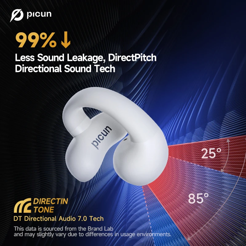 Picun W6 Bluetooth 5.3 Wireless Headphones Open Ear OWS Earphones Air Conduction HD ENC Mic 3D Surround Sound 20 Hours Playback