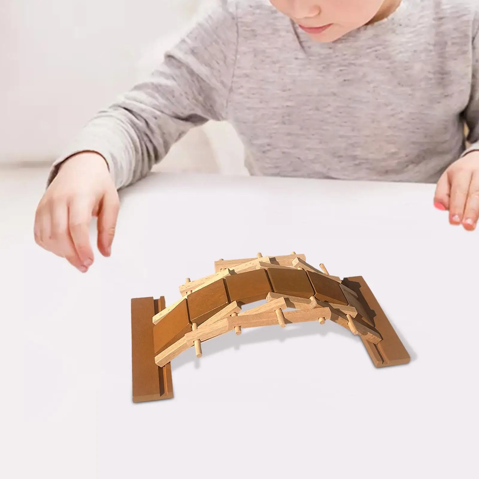 Wooden Arch Bridge Toy 3D Puzzle Collection, Handmade Assemble Toy DIY Wooden Toy Wood Construction for Children Woodworking