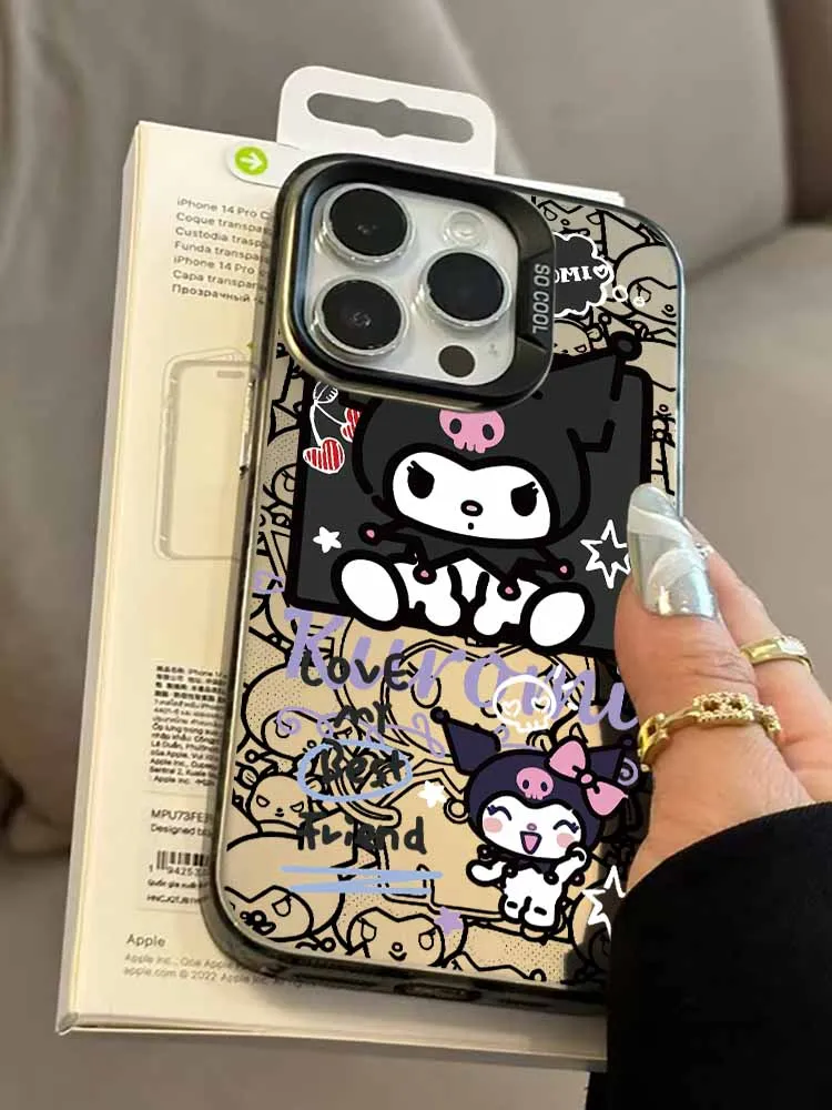 الكرتون لطيف Kuromi ل Xiaomi Poco M3 M2 M4 M5 X3 F5 X6 F6 M6 X7 F7 C31 C40 C75 C55 C65 NFC الملونة الفضة جراب هاتف