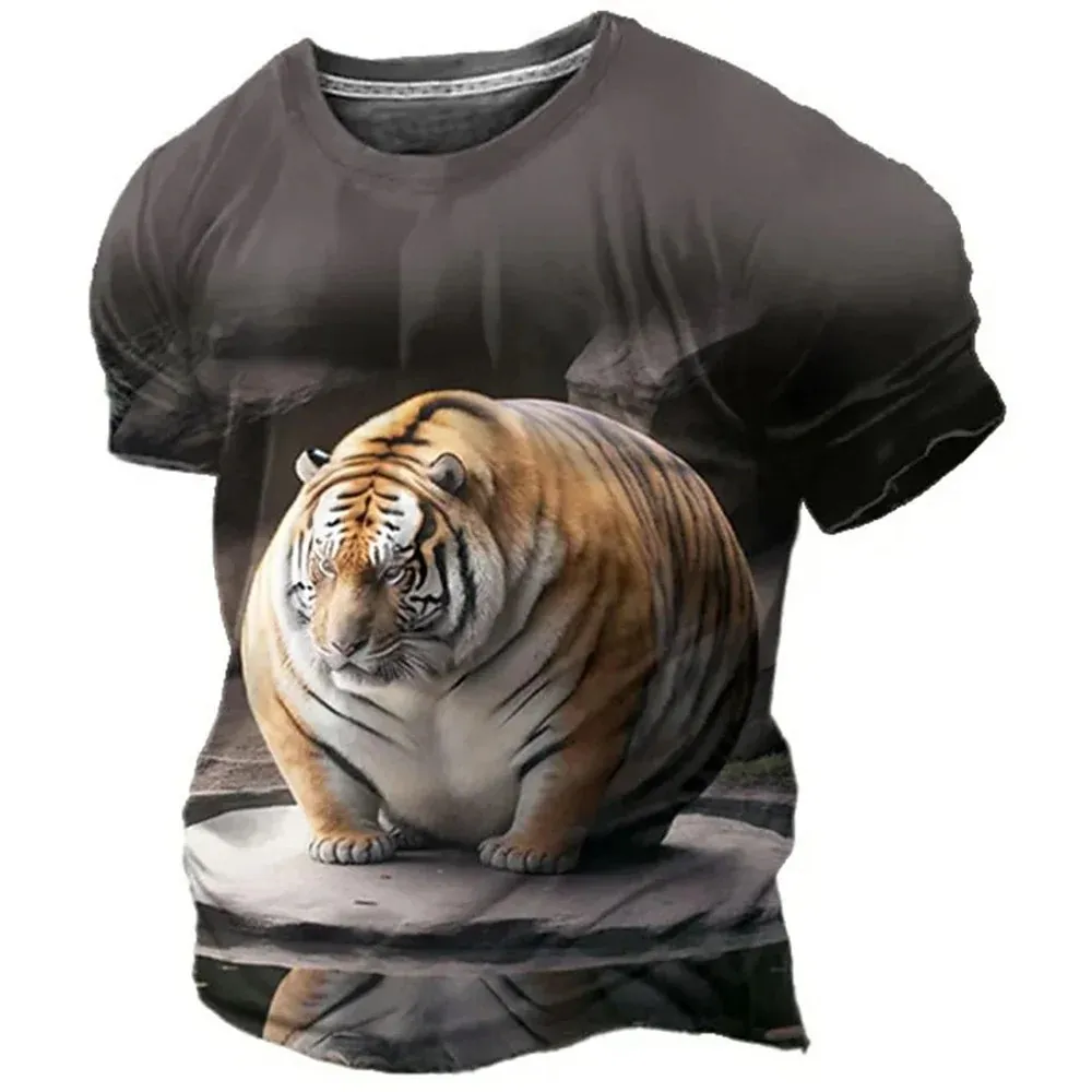 

Cute And Interesting Fat Animal Print 3d Printed Men's Summer Crew-Neck Casual Short-Sleeved T-Shirt Funny Plus Size Loose Top