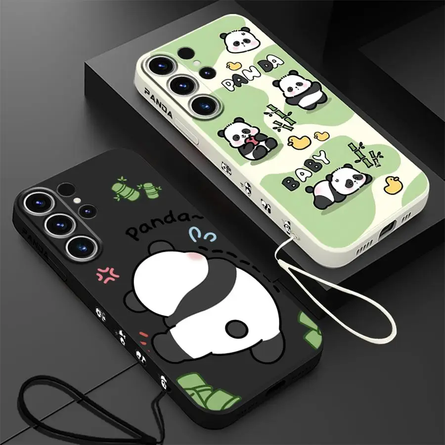 Cute Panda Phone Case for Samsung Galaxy S24 S23 S20 Ultra FE S21 S22 Ultra S10 Plus Note 10 20 Ultra 5G Soft