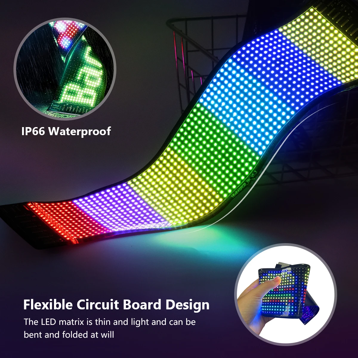 LED Matrix Pixel Panel Car Display Scrolling Bright Advertising LED Signs, Flexible USB 5V LED Car Sign Bluetooth App Control