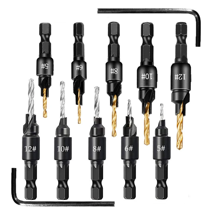 Professional Adjustable Wooden Drill Bit Set, Used for Wood Countersink Drill Bit with Depth Stop