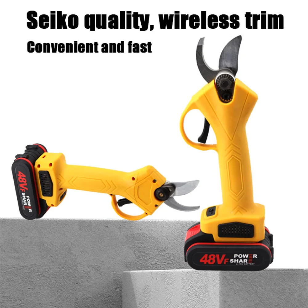 

48V Cordless Electric Pruner Shear Efficient Fruit Tree Bonsai Brushless Pruning Tree Branches Cutter Scissor Landscaping Tools