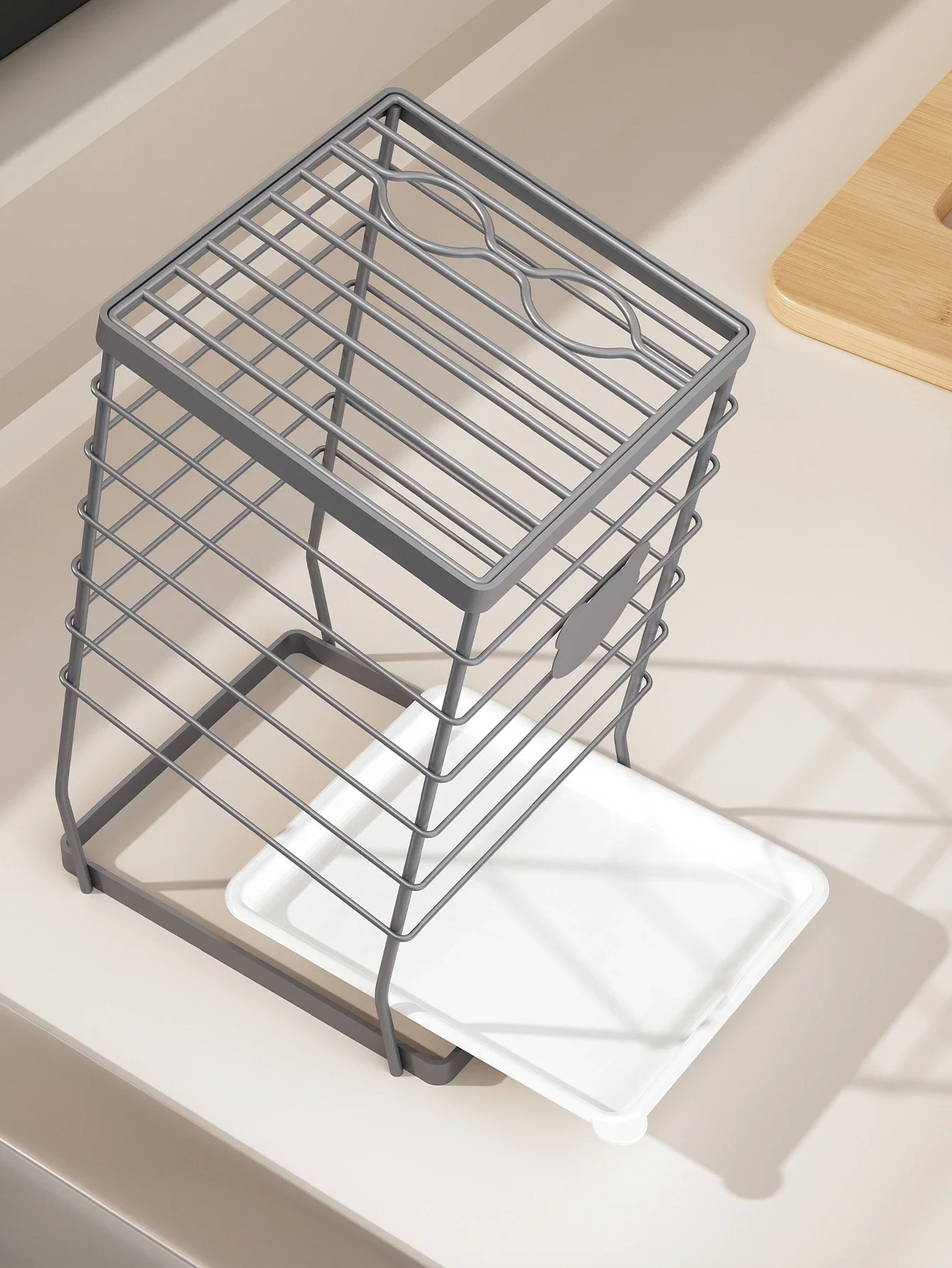 Universal Knife Organizer Stainless Steel Kitchen Drainage Vegetable Knife Holder Storage Rack With Detachable Drain Tray 5