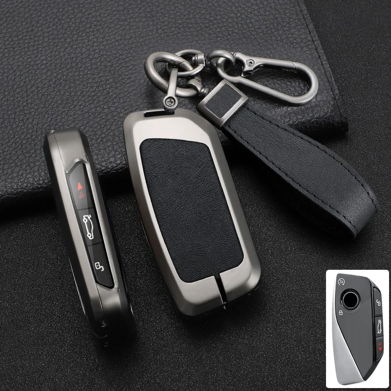 

Zinc Alloy+ Leather Car Key Case Cover for BMW 2023 I7 X7 G07 LCI IX I20 X1 U11 Series 7 735i G70 G09 XM U06 G81 M3